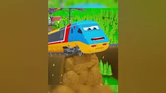 #Shorts Trains vs Lava Crossing Compilation - Funny Trains 3D Cartoons | Super Car Games