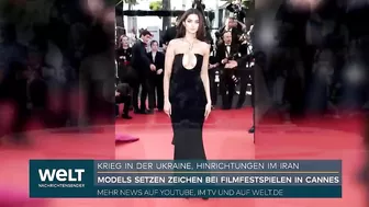 Krieg in der Ukraine, Hinrichtungen im Iran: Models setzen Zeichen bei Filmfestspielen in Cannes