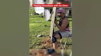 Breaking my SHINS with Horseshoes… #funny #fail #sports