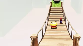 Pacman and Mario chased by monster Pacman challenge #pacman #mario #challenge