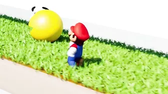 Pacman and Mario chased by monster Pacman challenge #pacman #mario #challenge