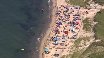 Large crowds spotted on Cape Cod Bay beach on Labor Day weekend