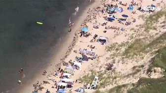 Large crowds spotted on Cape Cod Bay beach on Labor Day weekend