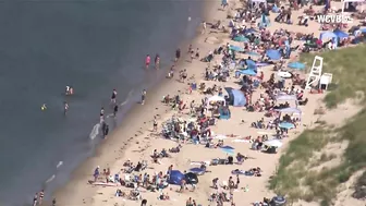 Large crowds spotted on Cape Cod Bay beach on Labor Day weekend