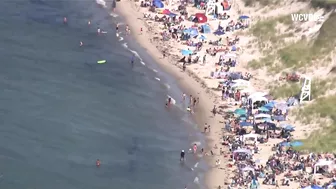 Large crowds spotted on Cape Cod Bay beach on Labor Day weekend