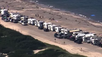 Sandy Neck Beach filled with campers on Labor Day weekend