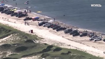 Sandy Neck Beach filled with campers on Labor Day weekend