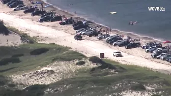 Sandy Neck Beach filled with campers on Labor Day weekend