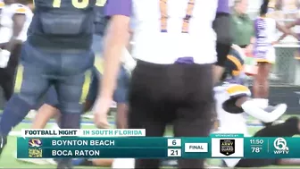 Boca Raton gets 1st win of season in victory over Boynton Beach, 21-6