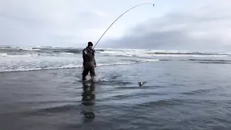 Surf Fishing for Huge Perch at Long Beach