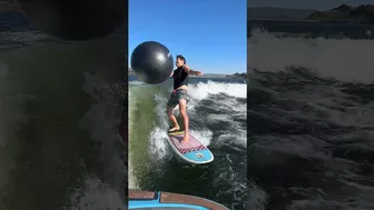 Mess up the words = get a yoga ball to the face #WakeSurfing #karaoke #Shorts