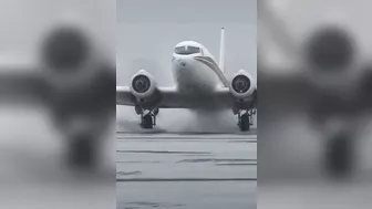 ???? DC-3 lands on wet beach???? #aviation #beach #landing