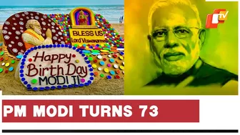 Huge sand sculpture at Puri beach on PM Modi's birthday