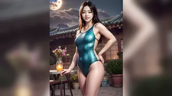 ai art)달빛 아래 낭만 여행, 수영복 룩북 ????Romantic Moonlight Vacation, Swimwear Lookbook 月明かりの下でロマンチックな休暇、水着ルックブック