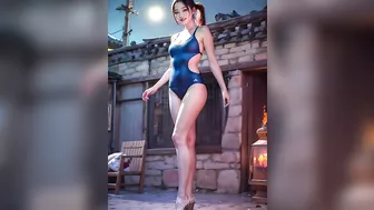 ai art)달빛 아래 낭만 여행, 수영복 룩북 ????Romantic Moonlight Vacation, Swimwear Lookbook 月明かりの下でロマンチックな休暇、水着ルックブック