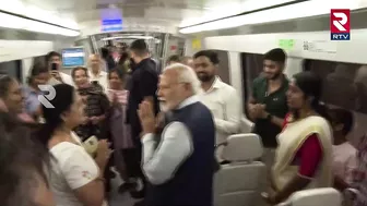 PM Modi Birthday Celebrations In Airport Express Metro Delhi | Modi Travel In Delhi Metro | RTV