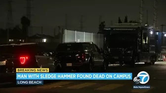 Man who climbed fence at Long Beach school with hammer dead after being confronted