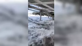 Rogue wave slams into beach restaurant in South Africa