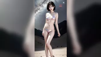 AI Art Lookbook 4K | Desert Night 3 | Bikini Swimwear | AI Beauty Girl | AI 룩북 실사 그림