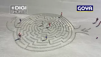 A-mazing! Large sand carvings in the beach made by one man