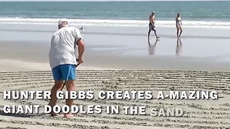 A-mazing! Large sand carvings in the beach made by one man