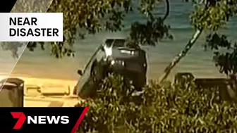 Sydney family moments from disaster as car flips onto Balmoral Beach | 7 News Australia