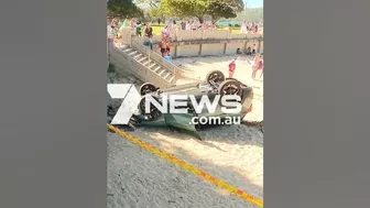 P-plate driver crashes onto Sydney beach | 7 News Australia