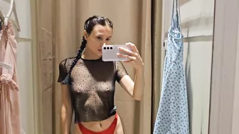 Try On haul Transparent lingerie and clothes At The Mall