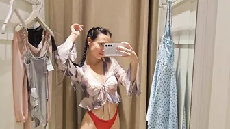 Try On haul Transparent lingerie and clothes At The Mall