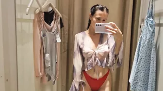 Try On haul Transparent lingerie and clothes At The Mall