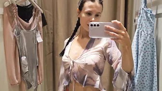 Try On haul Transparent lingerie and clothes At The Mall