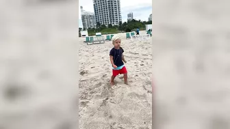 Cute Beach Day! Toddlers Naomi and David spending cloudy, windy day on the beach