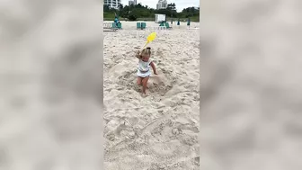 Cute Beach Day! Toddlers Naomi and David spending cloudy, windy day on the beach