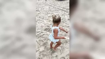 Cute Beach Day! Toddlers Naomi and David spending cloudy, windy day on the beach