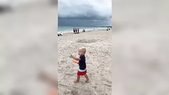 Cute Beach Day! Toddlers Naomi and David spending cloudy, windy day on the beach