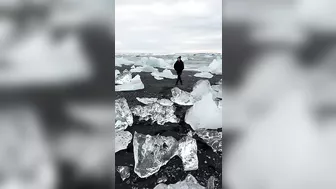 The most UNIQUE BEACH in the WORLD! (Diamond Beach, Iceland) #shorts