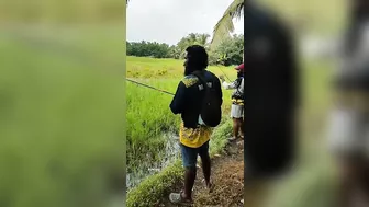 Fishing at a stream