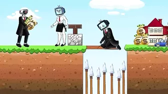 Help Skibidi Girl and Tv Woman Choose One? Love vs Money | Challenge! | Funny Animation #shorts