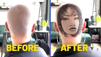 From Selena to Taylor Swift: This NYC artist paints celebrity faces on buzzed cut hair