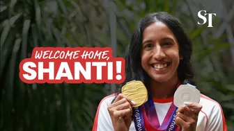 Shanti Pereira lands in Singapore to warm welcome after Asian Games triumph