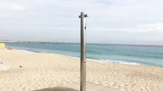 Platja de la Mar Bella is a Nudist Beach in Barcelona Spain - No Crowd in Oct 29