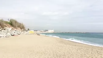 Platja de la Mar Bella is a Nudist Beach in Barcelona Spain - No Crowd in Oct 29