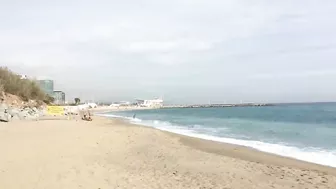 Platja de la Mar Bella is a Nudist Beach in Barcelona Spain - No Crowd in Oct 29