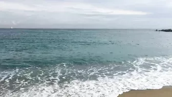 Platja de la Mar Bella is a Nudist Beach in Barcelona Spain - No Crowd in Oct 29