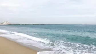 Platja de la Mar Bella is a Nudist Beach in Barcelona Spain - No Crowd in Oct 29