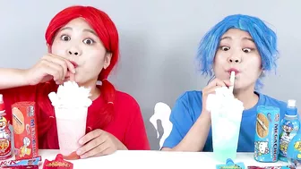 BLUE VS RED FOOD CHALLENGE~! Eating Only 1 Color Food For 24 HRS! Mukbang by HIU 하이유