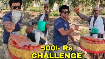 1 मिनट मे 5 भेलपुरी बना दी तो 500/- Rs Challenge to 65 year old baba | Faridabad | Street food india