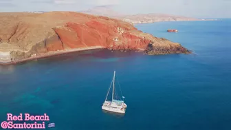 Red&White&Black Beach - Greece (4K drone view)