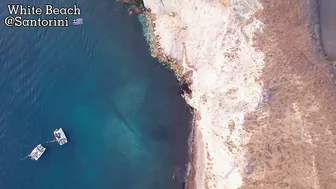 Red&White&Black Beach - Greece (4K drone view)