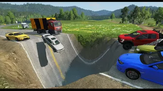 Cars vs Giant Pit Deep Water BeamNG.Drive #13